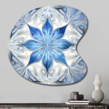 Turquoise and White Fractal Flowers I - Asymmetric Metal Wall Art