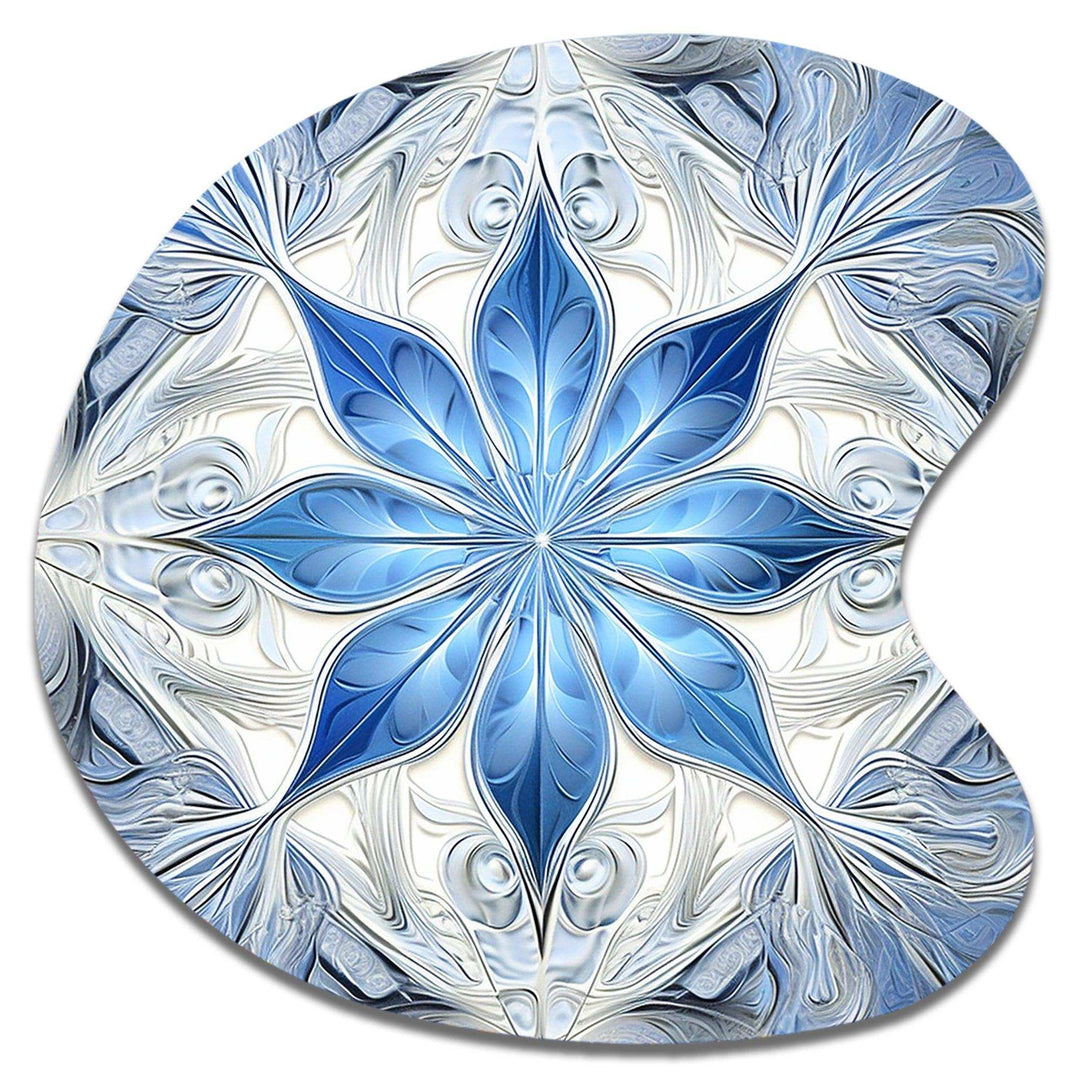 Turquoise and White Fractal Flowers I - Asymmetric Metal Wall Art