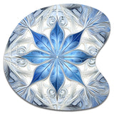 Turquoise and White Fractal Flowers I - Asymmetric Metal Wall Art