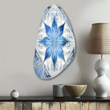 Turquoise and White Fractal Flowers I - Asymmetric Metal Wall Art