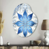 Turquoise and White Fractal Flowers I - Asymmetric Metal Wall Art