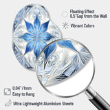 Turquoise and White Fractal Flowers I - Asymmetric Metal Wall Art