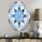 Turquoise and White Fractal Flowers I - Asymmetric Metal Wall Art