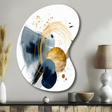 Landscape of Dark Blue and Gold Strokes III - Asymmetric Metal Wall Art