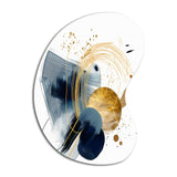 Landscape of Dark Blue and Gold Strokes III - Asymmetric Metal Wall Art