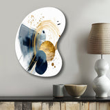 Landscape of Dark Blue and Gold Strokes III - Asymmetric Metal Wall Art