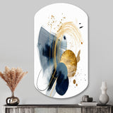 Landscape of Dark Blue and Gold Strokes III - Asymmetric Metal Wall Art