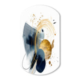 Landscape of Dark Blue and Gold Strokes III - Asymmetric Metal Wall Art