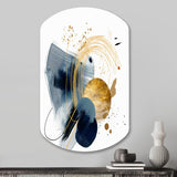 Landscape of Dark Blue and Gold Strokes III - Asymmetric Metal Wall Art