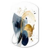 Landscape of Dark Blue and Gold Strokes III - Asymmetric Metal Wall Art