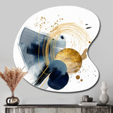 Landscape of Dark Blue and Gold Strokes III - Asymmetric Metal Wall Art