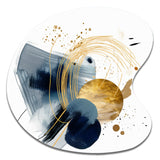 Landscape of Dark Blue and Gold Strokes III - Asymmetric Metal Wall Art