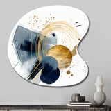 Landscape of Dark Blue and Gold Strokes III - Asymmetric Metal Wall Art