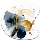 Landscape of Dark Blue and Gold Strokes III - Asymmetric Metal Wall Art