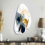 Landscape of Dark Blue and Gold Strokes III - Asymmetric Metal Wall Art