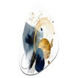 Landscape of Dark Blue and Gold Strokes III - Asymmetric Metal Wall Art