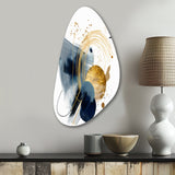 Landscape of Dark Blue and Gold Strokes III - Asymmetric Metal Wall Art