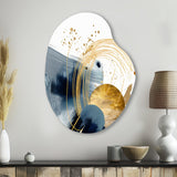 Landscape of Dark Blue and Gold Strokes III - Asymmetric Metal Wall Art