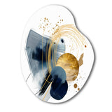 Landscape of Dark Blue and Gold Strokes III - Asymmetric Metal Wall Art