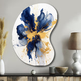 Dark Blue and Gold Strokes I - Asymmetric Metal Wall Art