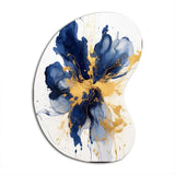 Dark Blue and Gold Strokes I - Asymmetric Metal Wall Art