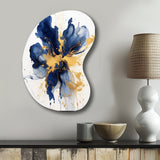 Dark Blue and Gold Strokes I - Asymmetric Metal Wall Art