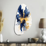 Dark Blue and Gold Strokes I - Asymmetric Metal Wall Art