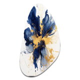 Dark Blue and Gold Strokes I - Asymmetric Metal Wall Art