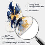 Dark Blue and Gold Strokes I - Asymmetric Metal Wall Art