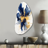 Dark Blue and Gold Strokes I - Asymmetric Metal Wall Art