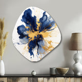 Dark Blue and Gold Strokes I - Asymmetric Metal Wall Art