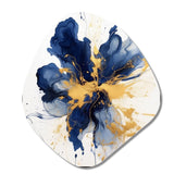 Dark Blue and Gold Strokes I - Asymmetric Metal Wall Art