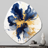 Dark Blue and Gold Strokes I - Asymmetric Metal Wall Art