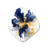 Dark Blue and Gold Strokes I - Asymmetric Metal Wall Art