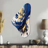 Dark Blue and Gold Strokes V - Asymmetric Metal Wall Art