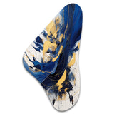 Dark Blue and Gold Strokes V - Asymmetric Metal Wall Art