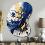 Dark Blue and Gold Strokes V - Asymmetric Metal Wall Art