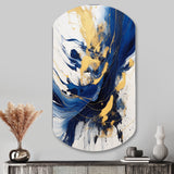 Dark Blue and Gold Strokes V - Asymmetric Metal Wall Art