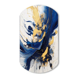 Dark Blue and Gold Strokes V - Asymmetric Metal Wall Art