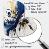 Dark Blue and Gold Strokes V - Asymmetric Metal Wall Art