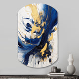 Dark Blue and Gold Strokes V - Asymmetric Metal Wall Art