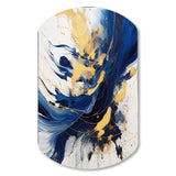 Dark Blue and Gold Strokes V - Asymmetric Metal Wall Art