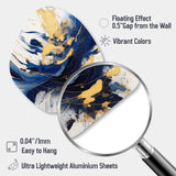 Dark Blue and Gold Strokes V - Asymmetric Metal Wall Art