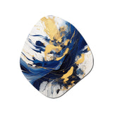 Dark Blue and Gold Strokes V - Asymmetric Metal Wall Art