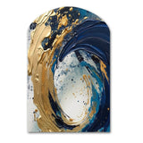 Dark Blue and Gold Strokes VI - Asymmetric Metal Wall Art