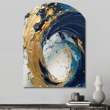 Dark Blue and Gold Strokes VI - Asymmetric Metal Wall Art