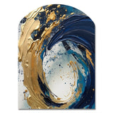 Dark Blue and Gold Strokes VI - Asymmetric Metal Wall Art