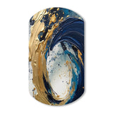 Dark Blue and Gold Strokes VI - Asymmetric Metal Wall Art