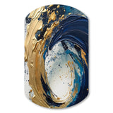 Dark Blue and Gold Strokes VI - Asymmetric Metal Wall Art