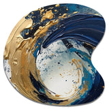 Dark Blue and Gold Strokes VI - Asymmetric Metal Wall Art